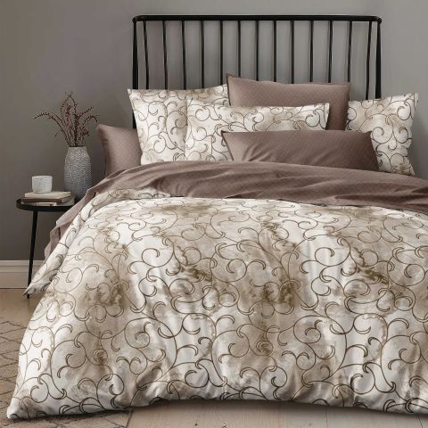 Lenjerie pat dublu Economy 4 piese, cearsaf pat 230x250 cm si pilota 200x230 cm, 2 fete perne 50x70, Eleganta Maro ECN6