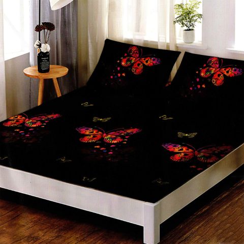 Set husa de pat Finet Elegance + 2 fete perna pentru saltea de 160x200 cm, Negru, HF2FP33