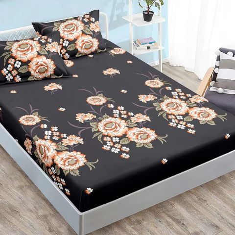 Set husa de pat Finet Elegance + 2 fete perna pentru saltea de 160x200 cm, Negru, HF2FP43