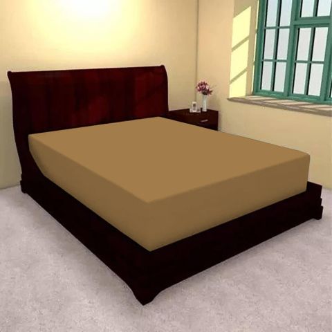 Husa de pat cu elastic din poliester bej - 180 x 200 cm