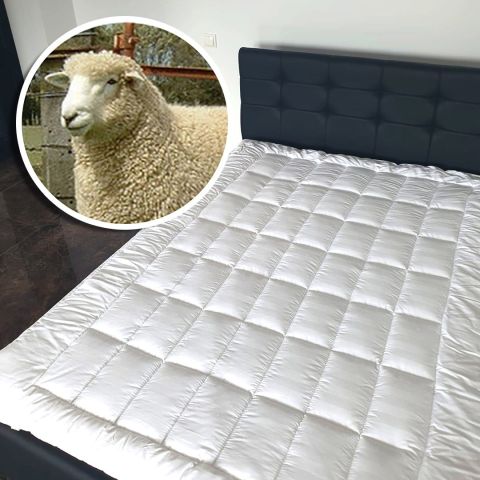 Protecție de pat 100% naturală umplută cu lână
