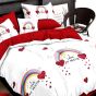 Lenjerie de pat dublu bumbac Finet 6 piese cu elastic la cearsaf 180 x 200 cm, Curcubeu, Rosu Alb, Ralex Pucioasa HF6P75
