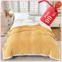 Patura cu blanita model tip Tricot, pentru pat dublu 200 x 230 cm, Galben
