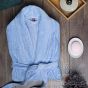 Halat de baie si SPA Hotel cu guler Kimono Velur 100% Bumbac, unisex, 420 gr./mp, Bleu L / XL